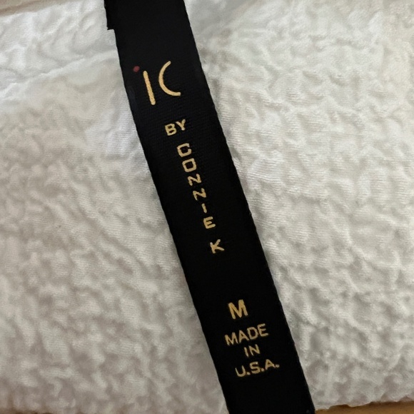 IC by CONNIE K White/Black Zip Front V-Neck Crinkle Textured Tunic Top M - Picture 6 of 9